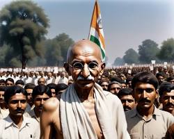 Image of Gandhi leading a protest