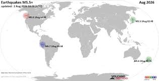 Informe de terremotos en todo el mundo por August 2026