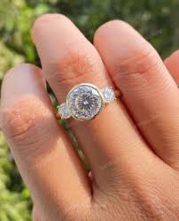 2.50 Ct Antique Portuguese Cut Bezel Set Three-Stone 10K White Gold Wedding Ring | eBay