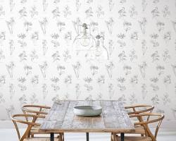 Cocina inglesa con papel pintado