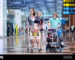 baby with parents at an airportの画像