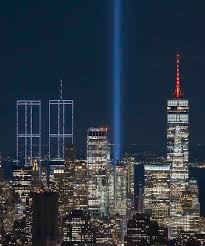 2,977 lights recreate twin towers over new york harbor 25 years after 9/11
