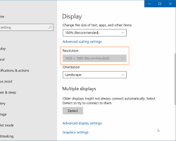 Resolution section in Display settings