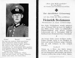 Totenzettel: Obergefreiter Heinrich BECKMANN (2. Weltkrieg ...