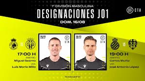 Estos son los árbitros para los partidos del domingo 16 de agosto de Primera División