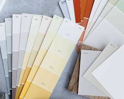 Image of wall with different paint samples and swatches