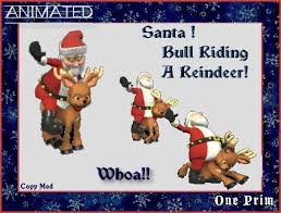 Second Life Marketplace - Santa Claus Bull Riding A Reindeer - Woah!