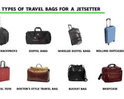 Image of different types of travel bags: backpack, suitcase, duffel bag