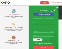 Image of EarnKaro app signup screen