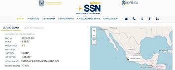 Se registra sismo en Colima con epicentro en Manzanillo: SSN