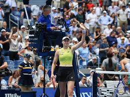 Coco Gauff competing against Mirra Andreeva at the 2026 US Open