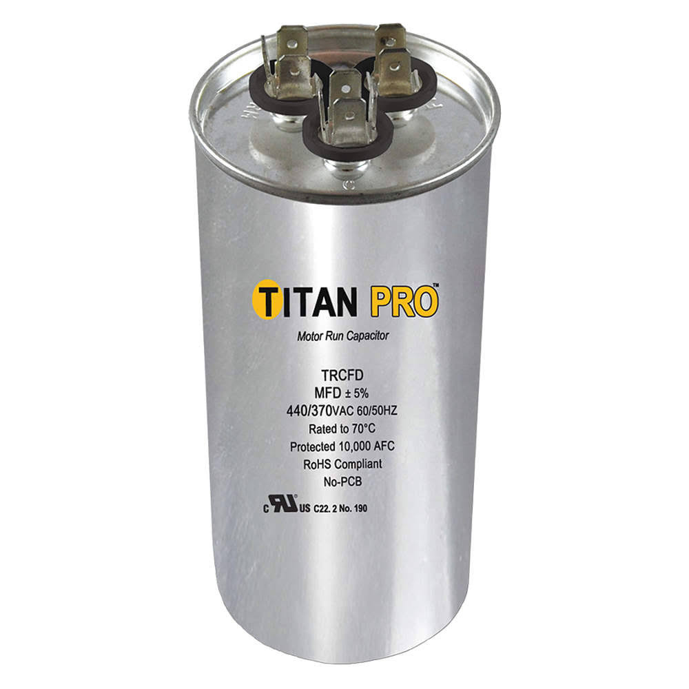 Packard Titan Pro 60+5 MFD 440/370V Round Run Capacitor trcfd605