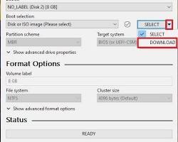 Image of Rufus or Etcher interface showing the ISO image and USB drive selection