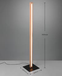 Lampadaire LED, bois naturel, fonction tactile, dimmable, H ...