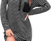 Ekouaer Women's Nightshirt Long Sleeve Button Down Nightgown VNeck Sleepwear Casual Pajama Dress