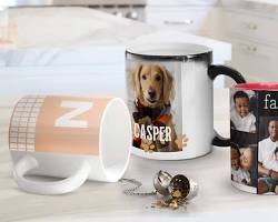 different designs of pet photo mugsの画像