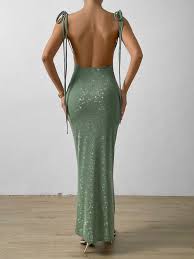 Knot Shoulder Backless Mermaid Hem Formal Dress, S - Product from Romwe