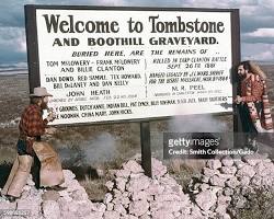 Image of historic photograph of Tombstone's Boot Hill Cemetery, the final resting place for many of the gunfight's participants