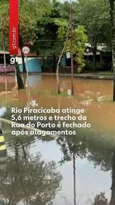 Rio Piracicaba atinge 5,6 metros e trecho da Rua do Porto é fechado após alagamentos