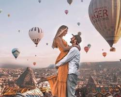 Image of Couple in a hot air balloon