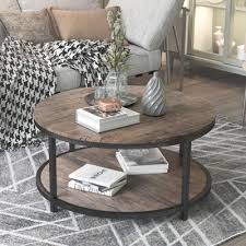 Mercer41 Round Coffee Table, 2-Tier Circle Coffee Table with Storage Shelves | Wayfair