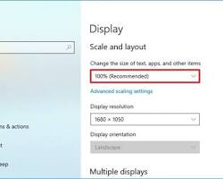 Advanced scaling settings section in Display settings