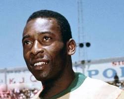 Image of Pele five incredible career moments football highlights 1958 World Series goal vs Wales 1970 World Cup header final 1000th goal Santos 1969 NY Cosmos debut 1975 1958 World Cup victory crying on shoulder