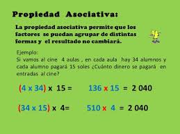 Resultado de imagen para ley asociativa de la multiplicación