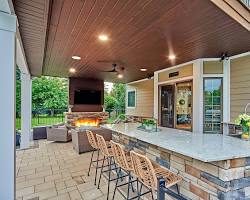 Image of outdoor kitchen with a bar