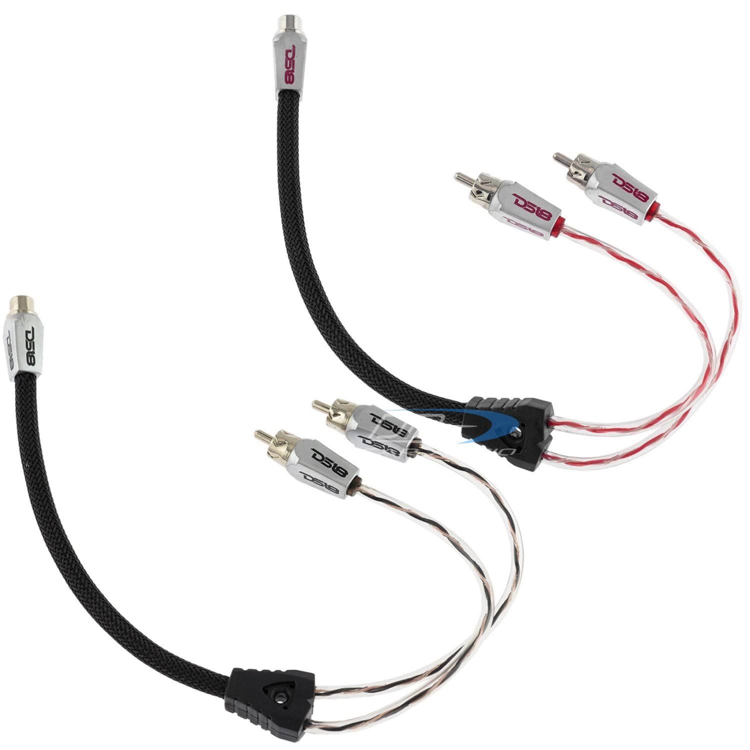 DS18 Level 3 RCA Wire Y Connector 1 Female to 2 Male Black + Red Kit