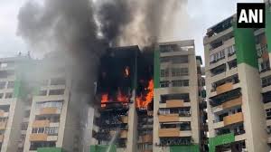 Video: Massive fire breaks out at Ghaziabad society, fire tenders rush to spot