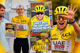 Tadej Pogacar se para con MARCA, posa con su portada y 'celebra' el quinto Tour: “Conseguido”