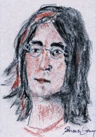 Portrait Drawing of John Lennon 1982 by Anna Borsos Ruzsan, New York - Portrait--Drawing-of-John-Lennon-1982