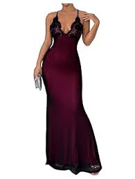 Amazon.com: Floerns Women's Contrast Lace Criss Cross Backless Cocktail Evening Cami Maxi Dress Wine Red Small : Clothing, Shoes & Jewelry