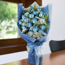 Image result for karangan bunga mawar biru