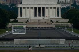 Crews at Reflecting Pool appear to gather evidence at failure points identified in Post report