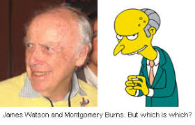 In other observation, I think he kind of looks like Montgomery Burns of The Simpsons: Update 10/19/07: Watson has apologized, saying: - james-watson-montgomery-burns