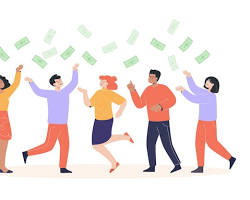 Image of happy people celebrating financial success