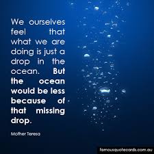 Famous Quote Cards | quote by Mother Teresa - A drop in the ocean via Relatably.com