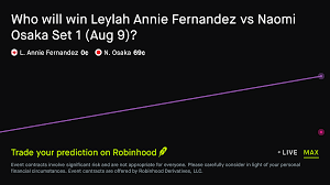August 9, 2026: Leylah Annie Fernandez vs Naomi Osaka: Set 1 Winner Tennis Prediction Market