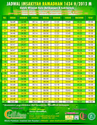 JADWAL PUASA RAMADHAN 2013 Jadwal Puasa dan Imsakiyah Area JABODETABEK