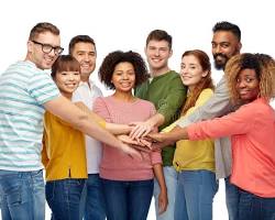diverse group of people of different ethnicities and races smiling together, AI generated