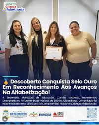 Descoberto conquista Selo Ouro do Compromisso Nacional Criança Alfabetizada