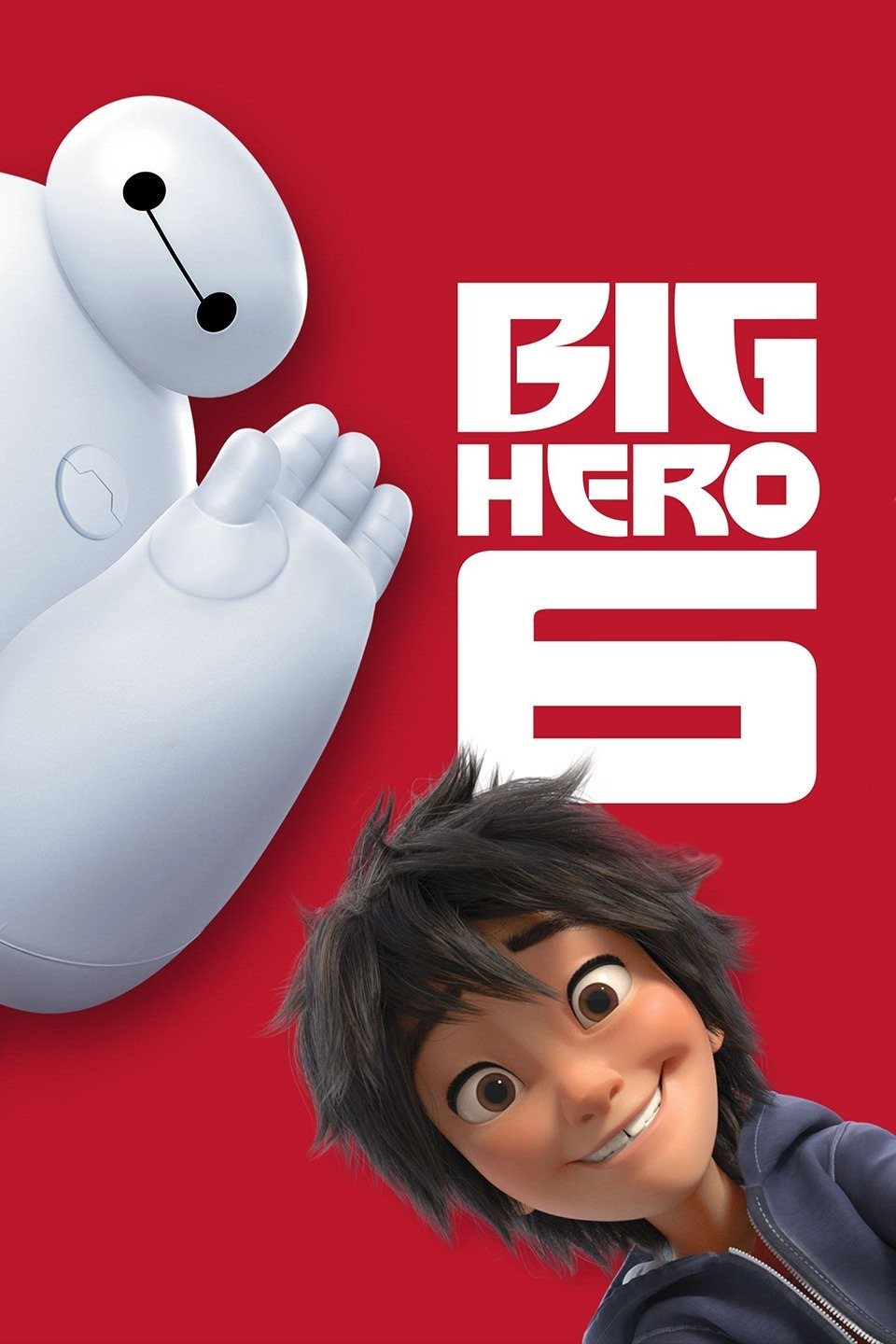 Baymax and Hiro standing below the title of the movie