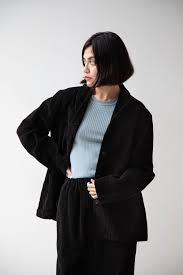Manuelle Guibal | Wide Corduroy Jacket in Black - Product from Rennes.us