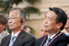 UIC Chairman Yoshio Ishida, left, vice chairman, East Japan Railways, and Satoshi Seino, chairman, East Japan Railways, participate in the day&#39;s events in ... - KAP_APTA_084_resized