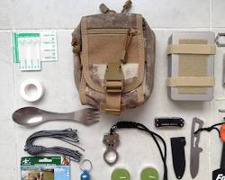 Image of closeup of the survival kit contents