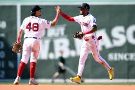 Red Sox players celebrating