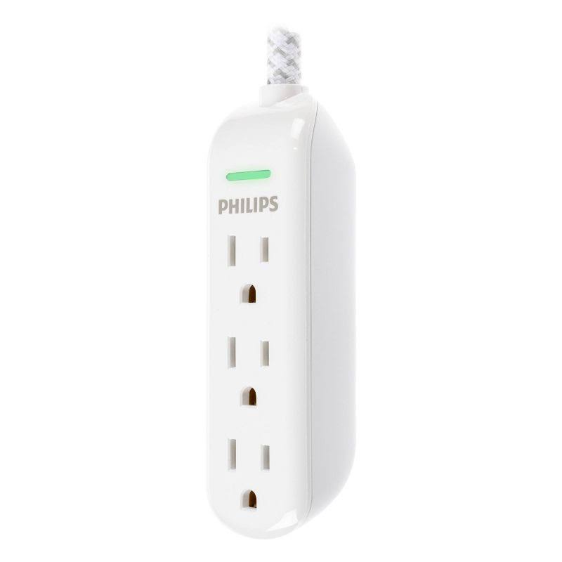 Philips 3-Outlet Surge Protector with 8ft Braided Extension Cord