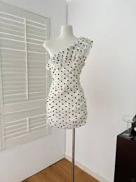 Black and white polka dot ruffled hip short homecoming dress ...